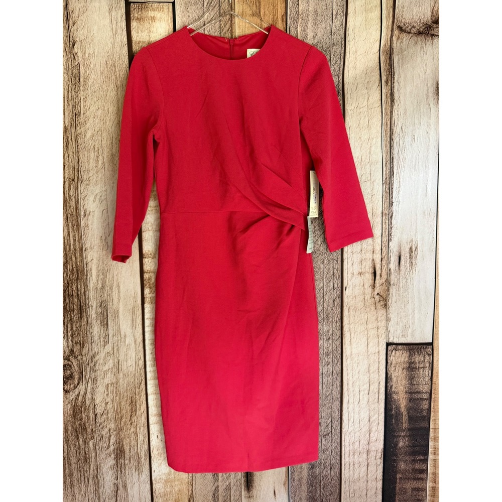 Eliza J Sheath Dress Draped Waist Career Cocktail Event Guest Pink Size 6 NWT